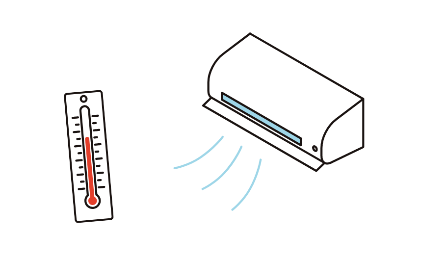 クーラーで温度調整をするイラスト
